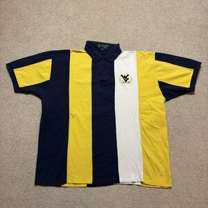 Vtg West Virginia Mountaineers Shirt Mens XL Rugby Polo Catalina Bay Stripe NCAA